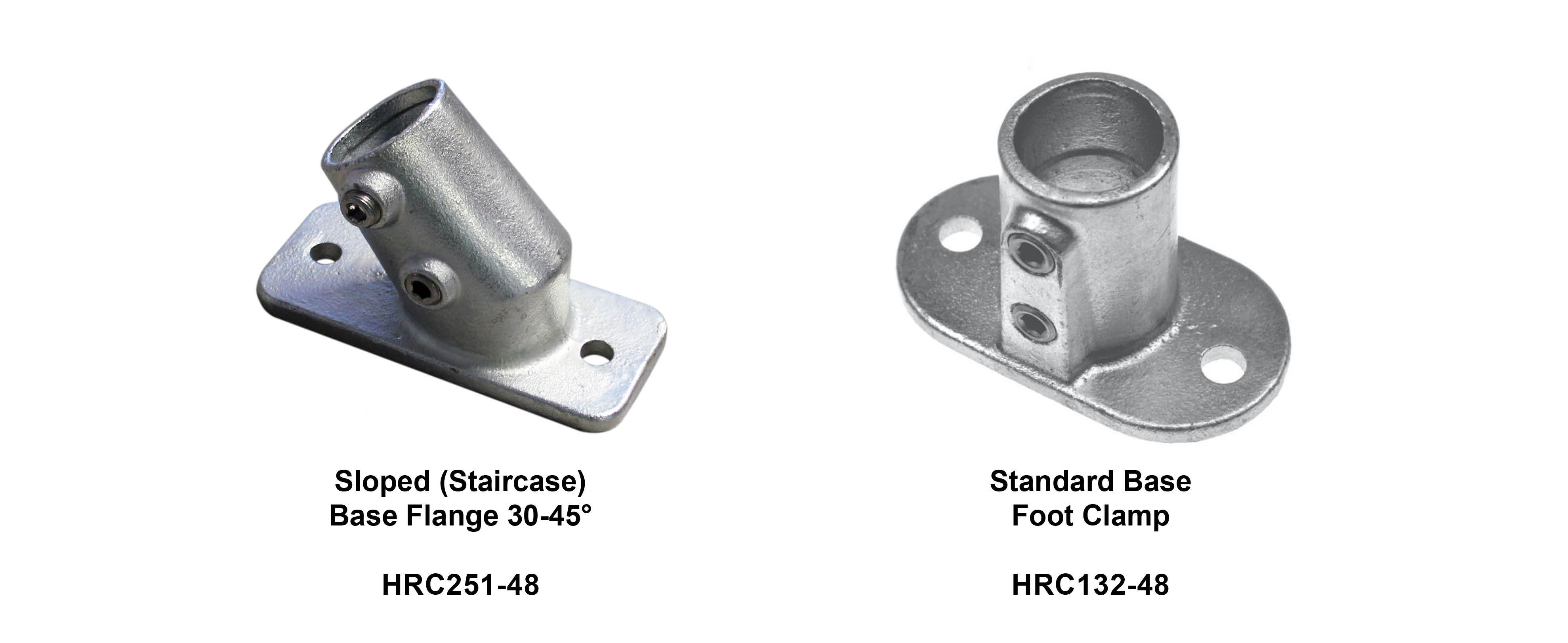 Sloped Base Flange & Standard base foot clamp pictures